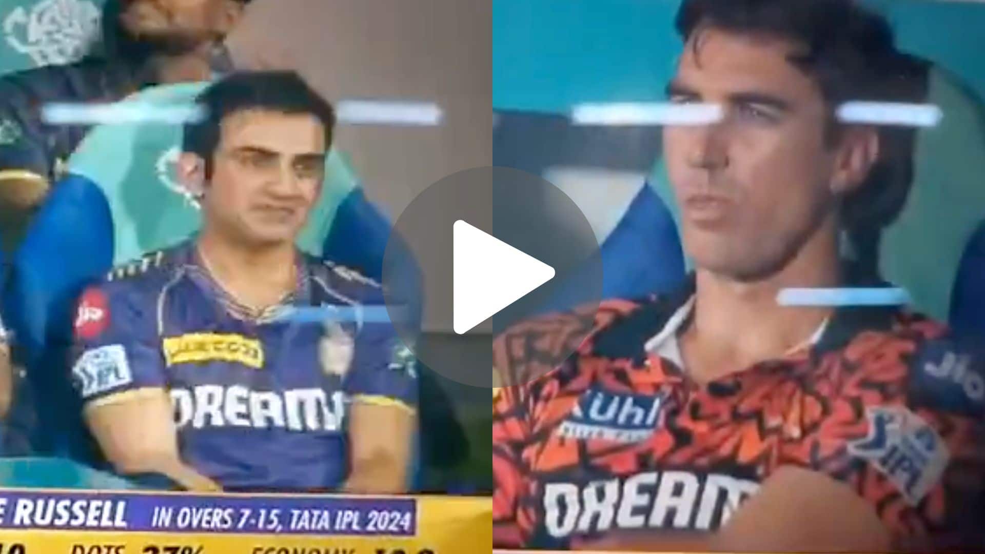 [Watch] Gambhir Gives 'Evil Smile' As Russell Silences Cummins With Markram's Wicket